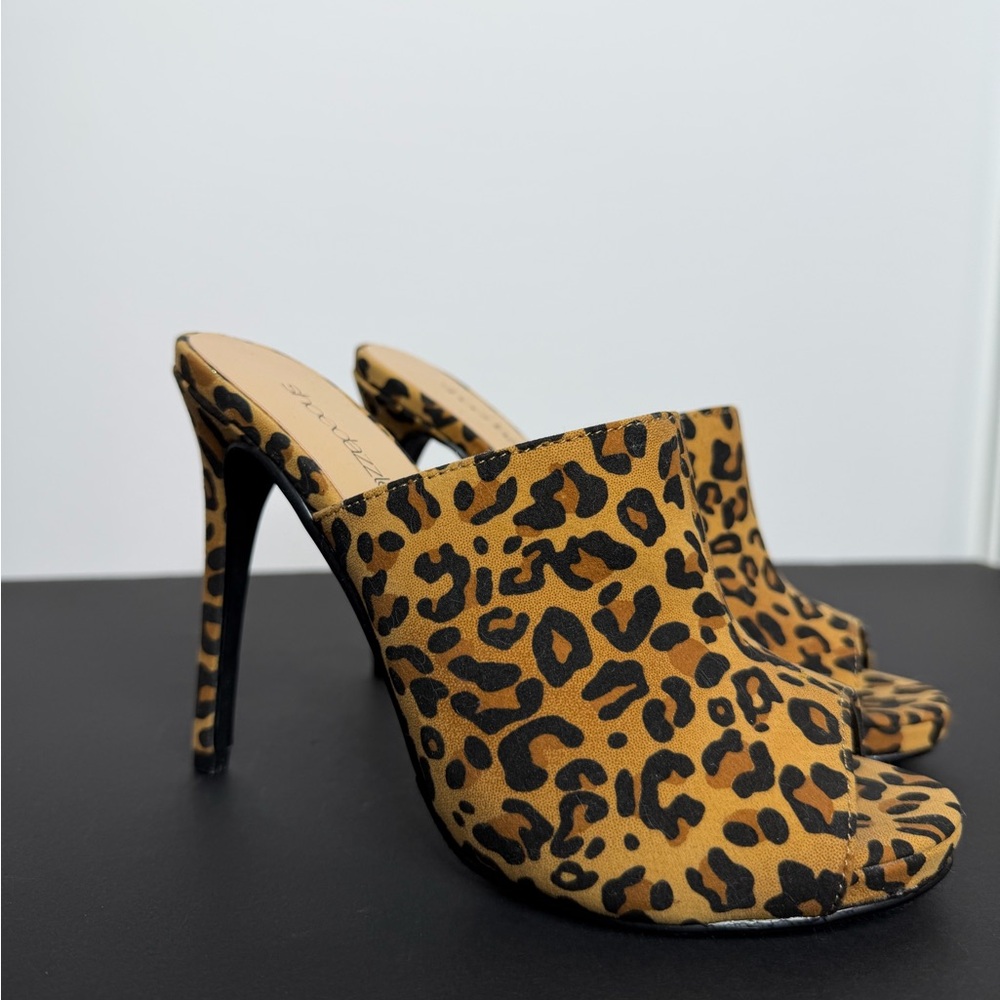 Shoe Dazzle Animal Print High Heel Mules